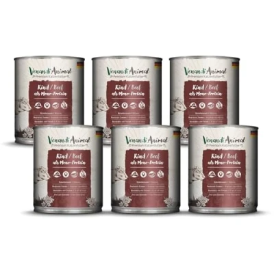 Afbeelding van Venandi Animal Premium Kattenvoer, rundvlees als proteïne, natvoer, graanvrij en natuurlijk, 6 x 800 g (6 stuks)