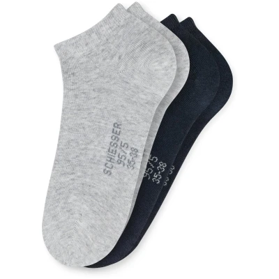 Afbeelding van Schiesser dames 95/5 2P sneakersokken blauw &amp; grijs 35 38
