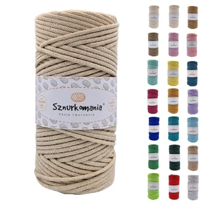 Afbeelding van Sznurkomania, Netuno katoenen koord, 3 mm, 100 m, 46 kleuren, gehaakt gevlochten macramégaren, premium garen, macramé touw, lichtbeige