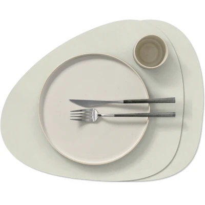 Afbeelding van LIND DNA Placemat/Onderleggers Nupo Leer Linen Curved 44 x 37 cm 2 Stuks