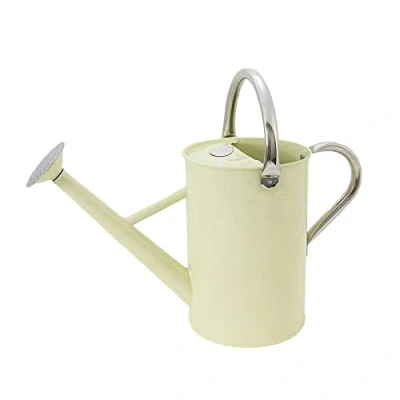 Afbeelding van 4,5 liter vintage gieter in crème verzinkte stalen kan voor dagelijks gieten klassieke Engelse stijl met 2 handgrepen