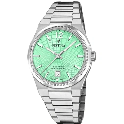 Afbeelding van Festina Rive F20052/4 Dameshorloge, behuizing van roestvrij staal 316L, zilverkleurig, armband Groen