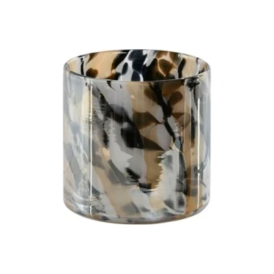 Afbeelding van Kaarshouder Home ESPRIT Zwart Crème Kristal 12 x 11,5 cm
