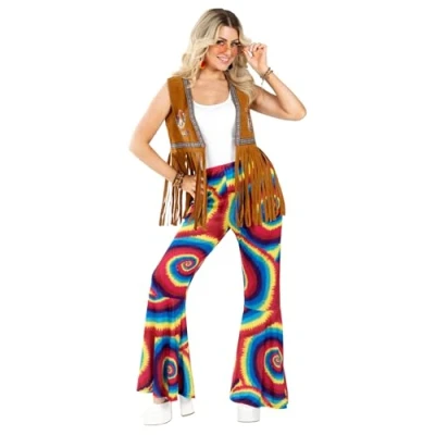 Afbeelding van Fun Shack Flares Broek Vrouwen 70s, 70s Flared Vrouwen, Hippie Kostuum Medium
