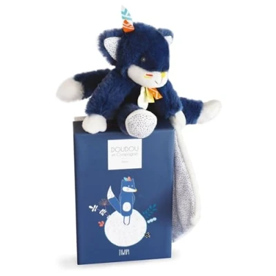 Afbeelding van Doudou et Compagnie TIWIPI LOUP Pantin met knuffeldoek, blauw