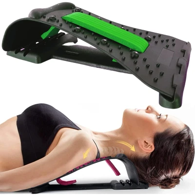 Afbeelding van Nekstretcher Nekmassage apparaat Backstretcher met Rugstretcher Earkings Groen