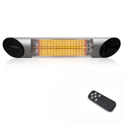 Afbeelding van Veito Blade Mini Zilver Elektrische Carbon Infrarood Kachel Terrasverwarming Elektrisch 4 warmtestanden regelbaar incl. afstandbediening 1200W IP44