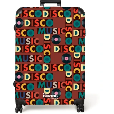 Afbeelding van NoBoringSuitcases.com® Koffer groot Reiskoffer lichtgewicht Retro disco 70s tekst patroon kleurrijk Rolkoffer met 4 wielen Grote trolley XL 98 liter bagage