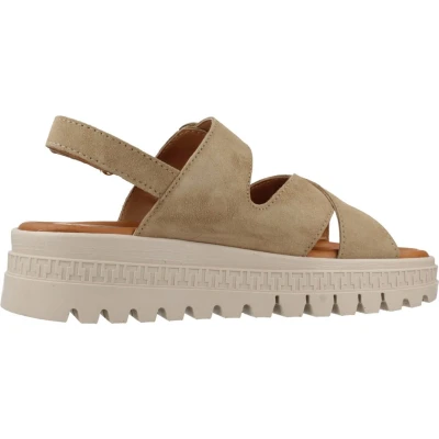 Afbeelding van Tamaris Sandalen met sleehak, Dames, Maat: 41, Taupe Schoenen