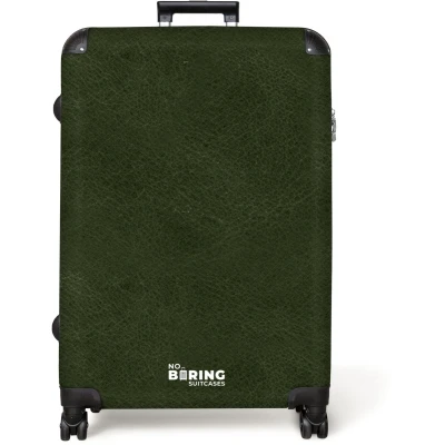Afbeelding van NoBoringSuitcases.com® Koffer groot Reiskoffer lichtgewicht Lederen look diep groen Rolkoffer met 4 wielen Grote trolley XL 98 liter bagage
