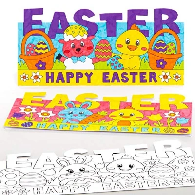 Afbeelding van Baker Ross Pasen pop up kaarten knutselset voor kinderen om in te kleuren (10 stuks) creatieve sets knutselen en decoreren de lente