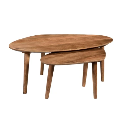 Afbeelding van Livingfurn Xavier organische salontafels set van 2 Hout
