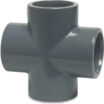 Afbeelding van Kruisstuk PVC U 63 mm lijmmof 16 bar grijs