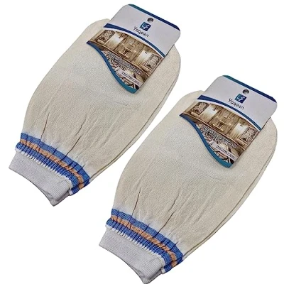 Afbeelding van 2X Turks Bad Hamam Handschoen Spa Set Kese Body Exfoliërende Scrub Peel Cellilute Remover Mitt Kelebek
