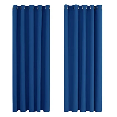 Afbeelding van Deconovo Gordijnen Verduisterend, Thermische met Ringen voor Woonkamer Slaapkamer, 168x183 cm (B x H), Royalblauw, 2 stuks