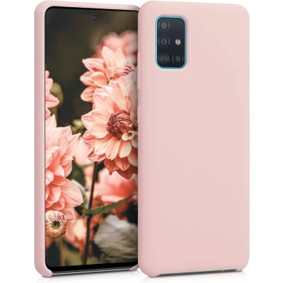 Afbeelding van kwmobile telefoonhoesje geschikt voor Samsung Galaxy A51 Hoesje met siliconen coating Smartphone case in mat oudroze