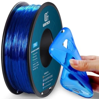 Afbeelding van GEEETECH TPU filament 1,75 mm +/ 0,02 voor 3D printers, 1 kg, spoel, transparant blauw