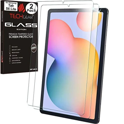 Afbeelding van TECHGEAR 2 pack Galaxy Tab S6 Lite 10,4 inch (SM P610, P613, P615, P619, P620, P625) schermbeschermer van gehard glas [9H] [HD helderheid] [Geen luchtbel] voor Samsung 2024 2022