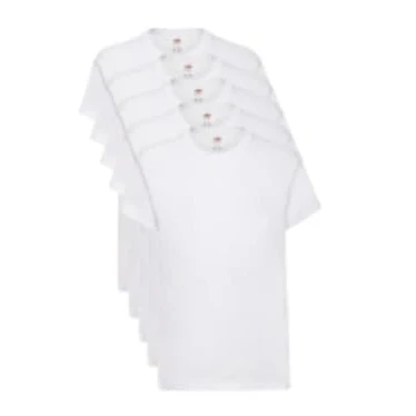 Afbeelding van Fruit of the Loom Uniseks kinder origineel T shirt (Pack van 5), Wit, 5 6 jaar