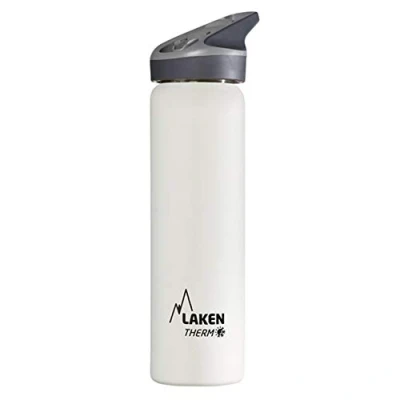 Afbeelding van Laken Jannu Thermo waterfles met vacuüm isolatie dubbelwandig roestvrij staal 18/8. Tot 24 uur koud, wit, 750 ml