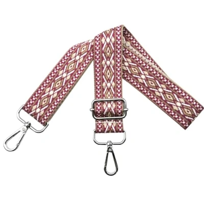 Afbeelding van Verstelbare schouderriem voor dames, draagriem, tassenriem om te wisselen, tasriem breed 3,8 cm met zilveren karabijnhaak, schoudertas, handtassen, roze wit, N2