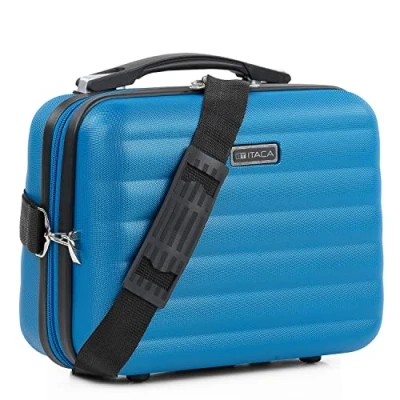 Afbeelding van ITACA Toilettas Stijve reistas. Duurzame en lichtgewicht Schoonheidskoffer Make up Organizer ABS bestendig Jeugdvolle Koffer Meisje. Handbagage Cosmetische Case voor Vrouwen 70, Blauw
