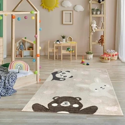Afbeelding van Kindertapijt, patchwork, hart, sterren, wolk, tapijt voor de kinderkamer, kleur: blauw, grijs en roze, vrij van schadelijke stoffen