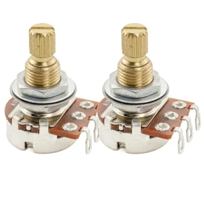Afbeelding van Musiclily Pro Messing Schroefdraad Mini Metric Split Shaft A1 Meg Logaritmische Potmeter voor Elektrische Gitaar en Basgitaar (2 Stuks)