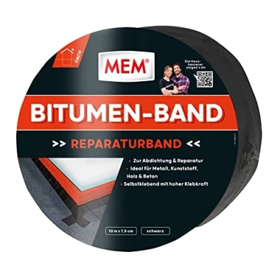 Afbeelding van MEM Bitumentape, zelfklevende afdichtingstape, uv bestendige beschermfolie, dikte: 1,5 mm, afmetingen: 7,5 cm x 10 m, kleur: zwart