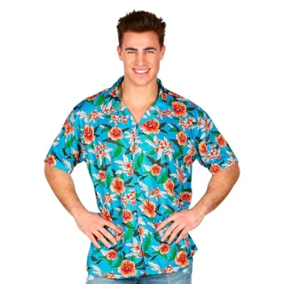 Afbeelding van Hawaii Blouse Tropical Blauw Maat XL