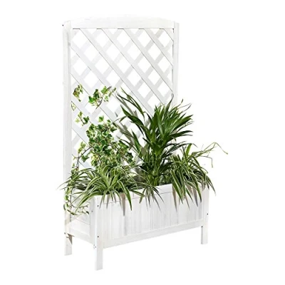 Afbeelding van Melko Tralier met plantenbak, hout, klimhulp, inkijkbescherming, verhoogd bloembed