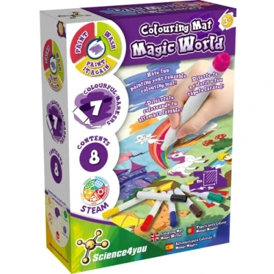 Afbeelding van Science4you 80002802 Tekenmat und Kleurmat Magical World Wasbare Schildermat en Verf Speelgoed met 7 Kleurmarkeringen, Educatieve Spellen voor Kinderen +3 Jaar