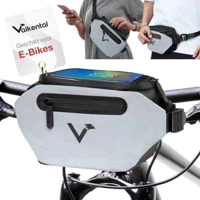 Afbeelding van 3in1 stuur fietstas citybag zwart, reflecterend EXCLUSIEF ADAPTER geschikt als stuurtas, heuptasje &amp; zijtas voor KLICKFIX ook e bikes