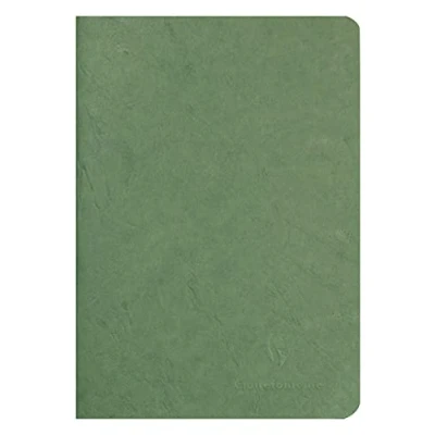 Afbeelding van Clairefontaine 733163C Collectie Age Bag Geniete Notitieboek Groen A5 14,8x21 cm 96 Gelijnde Pagina&#039;s Wit Papier 90 g Glanzende Kartonnen Cover met Leerachtige Korrel