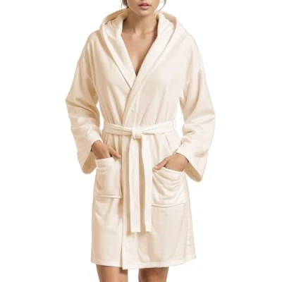 Afbeelding van PETTI Artigiani Italiani badjas van microvezel, voor heren, microvezel dames, crèmekleurig, L, 100%