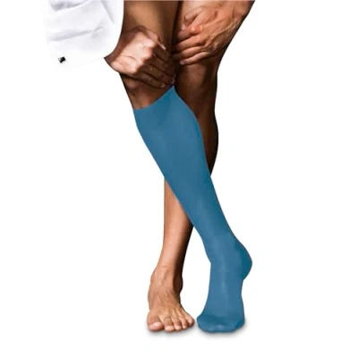 Afbeelding van FALKE Heren Kniekousen No. 9 M KH Katoen Lang eenkleurig 1 Paar, Blauw (Nautical 6531), 39 40