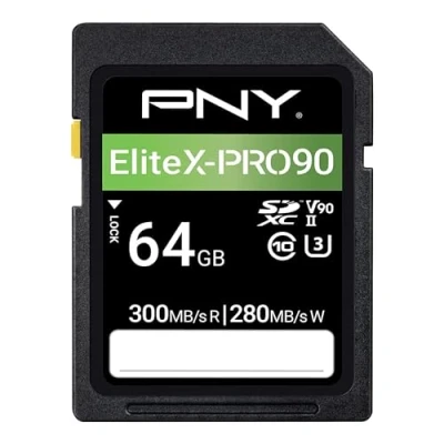 Afbeelding van PNY 64GB X PRO 90 Class 10 U3 V90 UHS II SD Flash Memory Card,Zwart