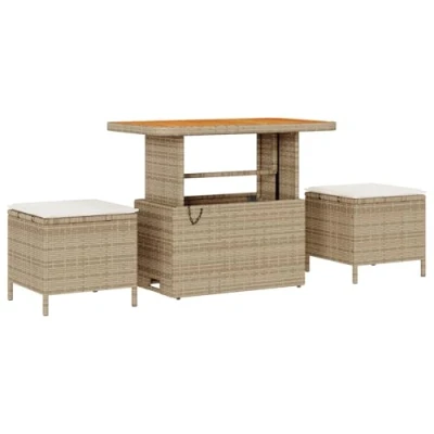Afbeelding van vidaXL 9 Delige Tuinsofa Set met Kussens Beige Poly Rattan Acacia