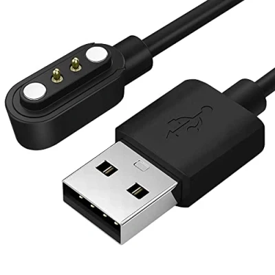 Afbeelding van OcioDual USB oplaadkabel, compatibel met Xiaomi Haylou LS01/LS02, zwart, 2 polig, oplader, magnetische vervanging