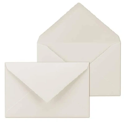 Afbeelding van Gustav Neuser enveloppen, 50 x vintage enveloppen met gekartelde snede, natuurlijk wit, elegante DIN C5 (162 229 mm), 16,2 22,9 cm, natte plakrand
