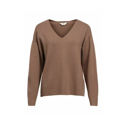Afbeelding van Object Objreynard Vneck FAIR Trui, Dames, Maat: XS, Morel