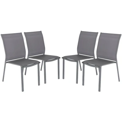 Afbeelding van sweeek Set van 4 stapelbare tuinstoelen cleveland aluminium en textileen, 64,5 x 45,5 89,5 cm
