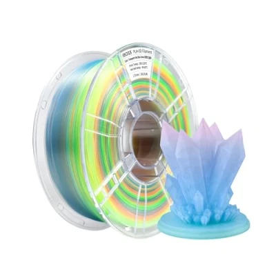 Afbeelding van iBOSS Gradient PLA Plus 3D printerfilament 1,75 +/ 0,02 mm, 1 kg spoel, transparant driekleurig Pro filament, geschikt voor de meeste FDM printers, transparant, oranje, blauw, groen