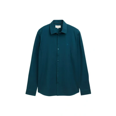 Afbeelding van TOM Tailor Denim Regular FIT MIT Logostickerei Overhemd, Heren, Maat: XS, Deep pond green