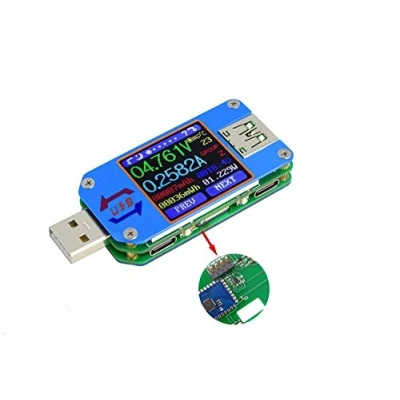 Afbeelding van DollaTek UM25C USB voltmeter, Bluetooth Type C Tester spanningsmeter en stroomtester, 1,44 inch 5A kleuren LCD scherm Power Multimeter, QC 2.0 3.0