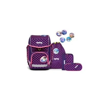 Afbeelding van ergobag Cubo Set ergonomische schoolrugzak klassiek 6 delig 1e klas basisschool, Parelduikbeer lila, Eén Maat