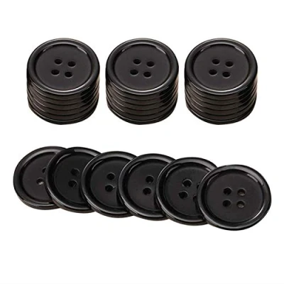 Afbeelding van Pakket van 20 x Zwarte Hars 20mm Ronde Knoppen 4 Gaats