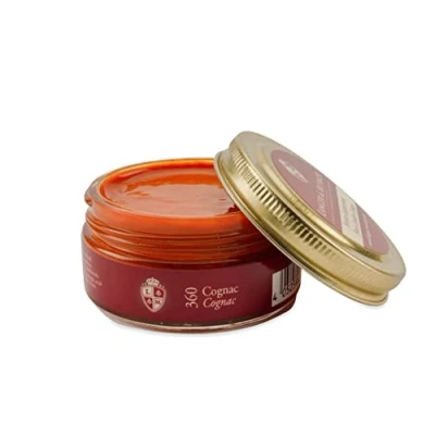 Afbeelding van Langer &amp; Messmer fijnste leercrème voor glad leerverzorging, hoogwaardige schoencrème schoenverzorging, 50 ml, geschikt alle gladde leren schoenen, cognac