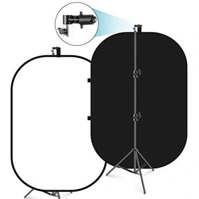 Afbeelding van Neewer 150 x 200 cm Chromakey zwart wit 2 in 1 opvouwbare pop up achtergrond met standaard, opvouwbaar paneel voor foto, video, livestreaming, enz.