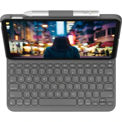 Afbeelding van Logitech iPad toetsenbordcase (10e generatie) Slim Folio met geïntegreerd draadloos toetsenbord (Graphite) US International Layout